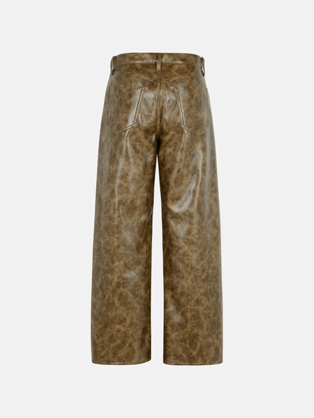BROWN RECYCLED LEATHER BLEND TROUSERS