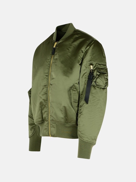 'FLIGHT' GREEN NYLON BOMBER JACKET