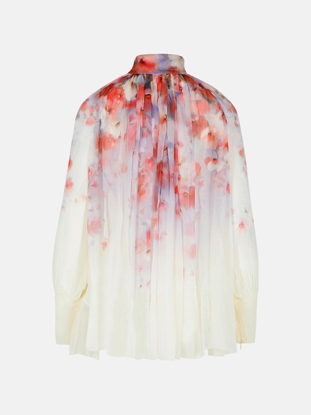 'CRUSH SMOCK' MULTICOLOR POLYESTER BLEND BLOUSE