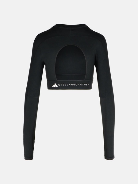 'YOGA' BLACK POLYAMIDE BLEND TOP