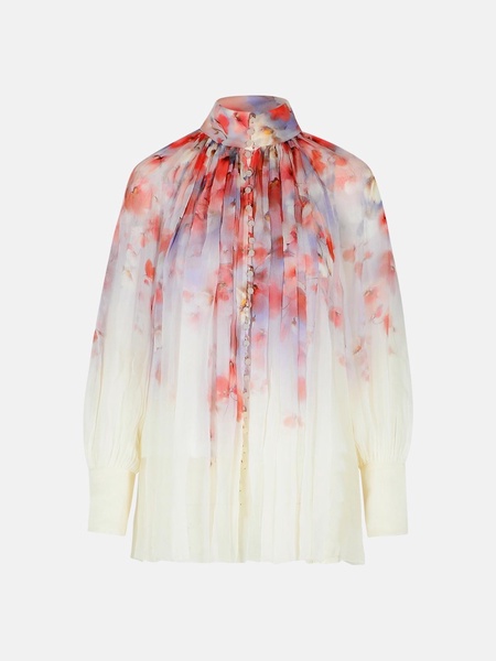 'CRUSH SMOCK' MULTICOLOR POLYESTER BLEND BLOUSE