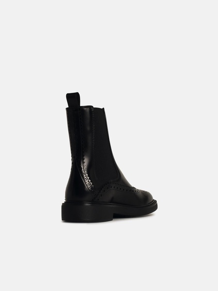 Tod's Black Leather Blend Ankle Boots Women