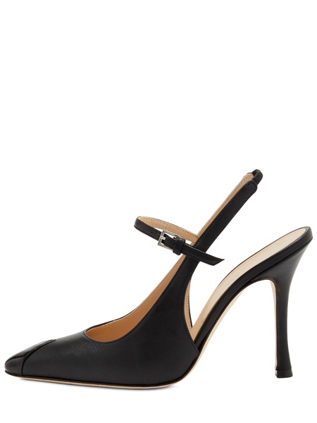 100mm Leather slingback pumps