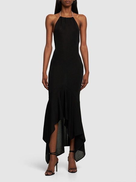 Viscose jersey long halter dress