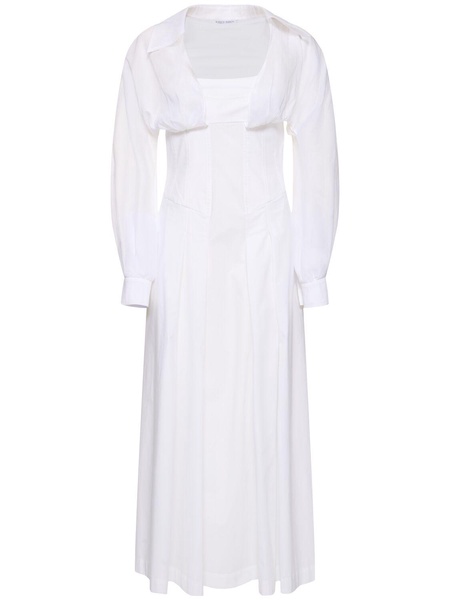 Stretch cotton poplin long dress
