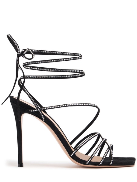 105mm Suede & crystal sandals