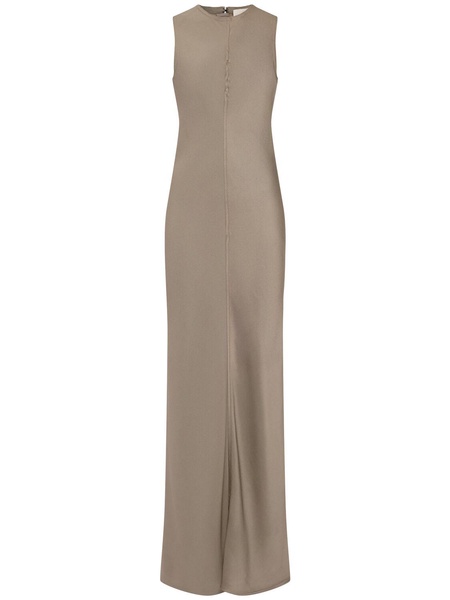 Viscose blend crepe long dress