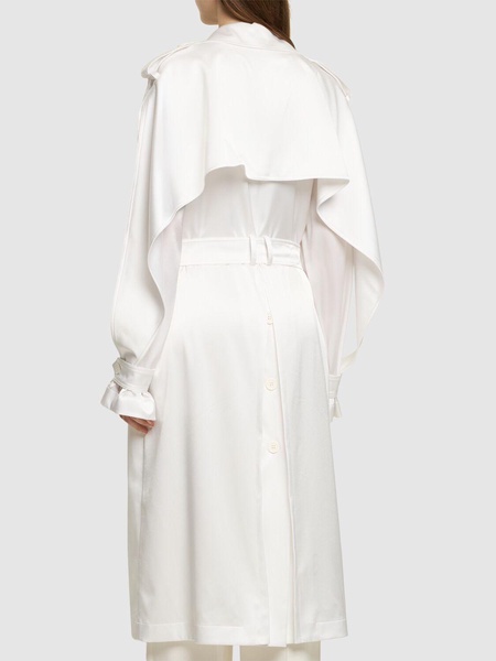 Belted satin trench coat