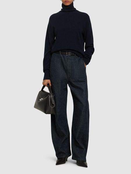 Cropped cashmere turtleneck sweater