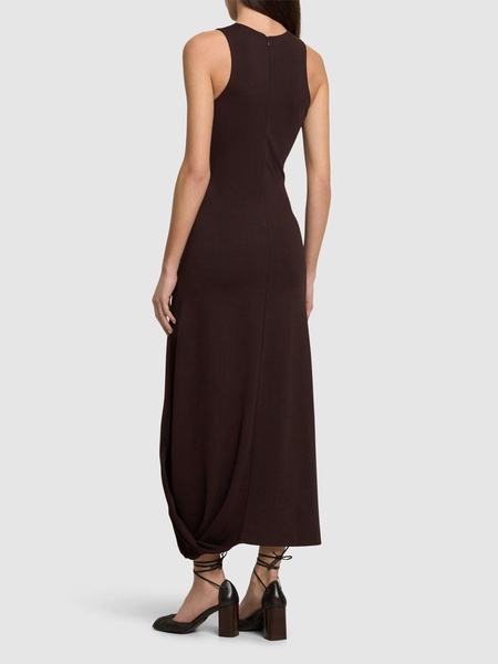 Silk viscose interlock twisted hem dress