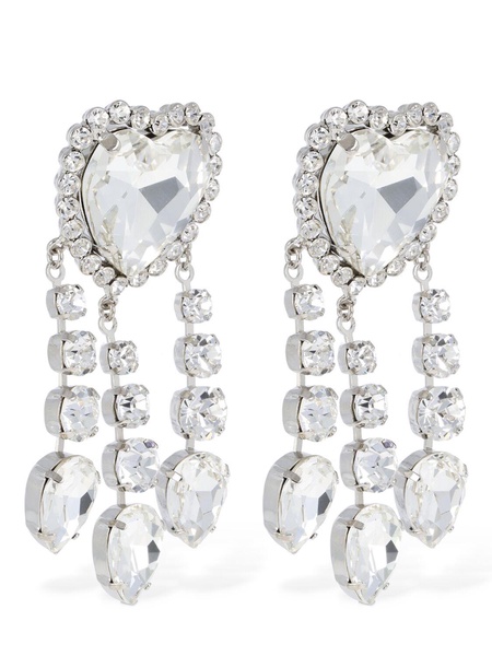 Heart earrings w/ crystal pendants