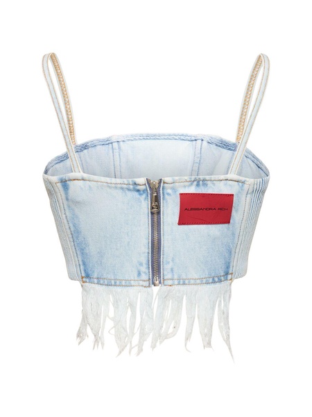 Fringed denim bustier