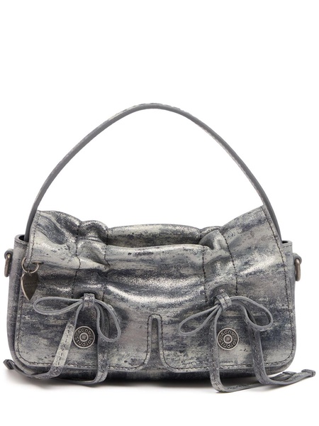 Micro Multipocket laminated suede bag