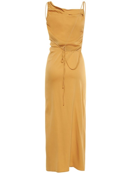 Stretch viscose draped backless dress