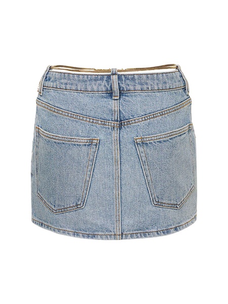 V front denim mini skirt