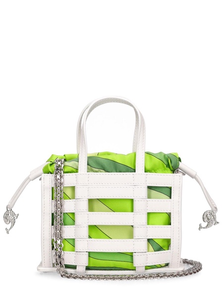 Mini Cage leather & silk bag