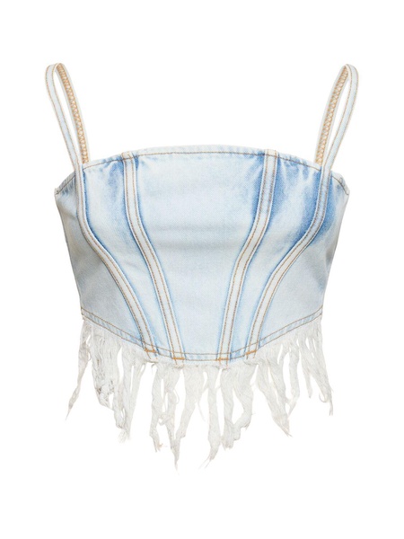 Fringed denim bustier