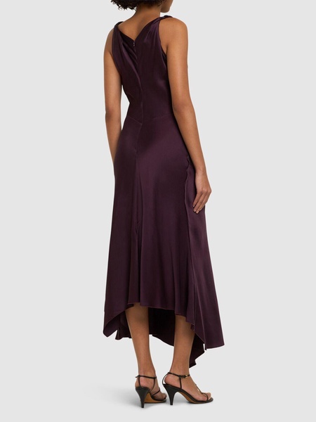 Draped crepe satin midi dress