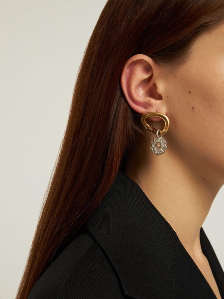 Bicolor crystal flower mono earring
