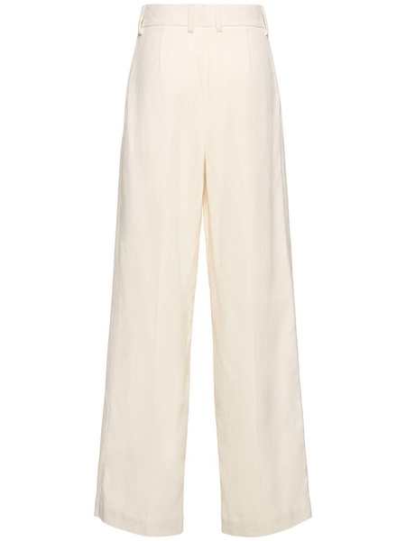 Silk & cotton corduroy wide pants