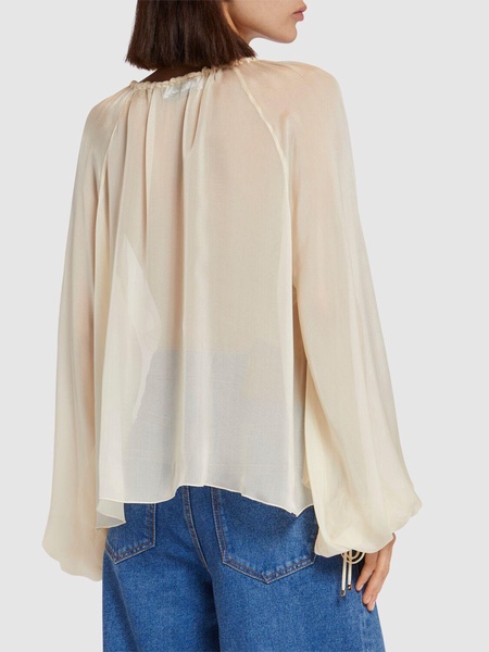 Ruffled silk georgette shirt