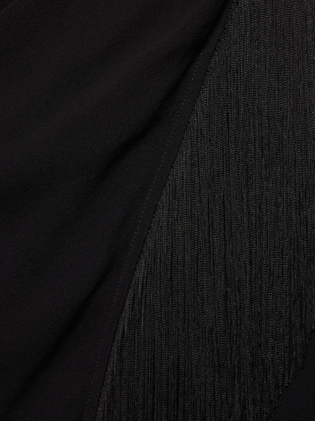 Jacky fringed silk midi wrap skirt