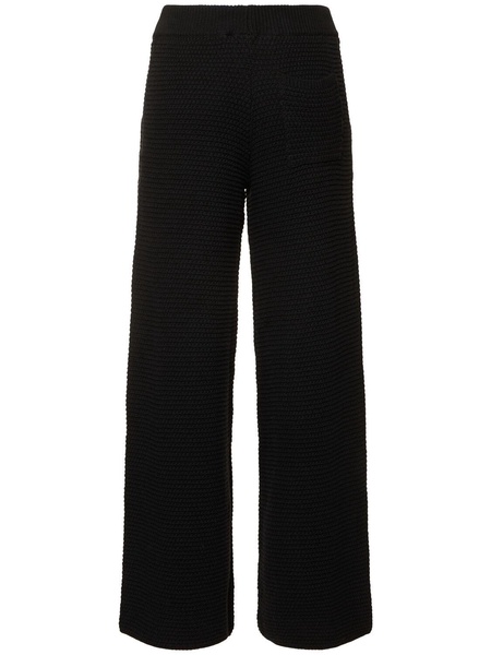 Chunky knit cotton blend wide pants