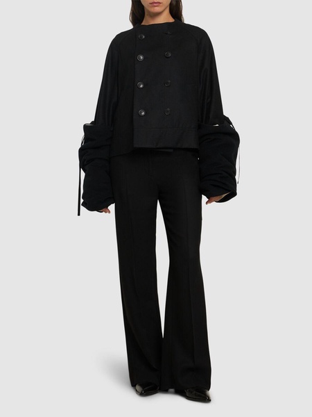 Short peacoat w/ furry sleeves