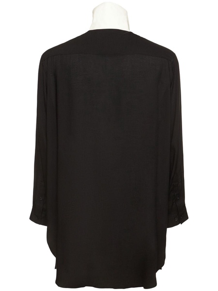 U-stand collar cotton blend shirt