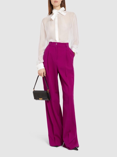 Stretch wool wide pants