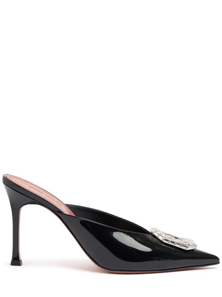 90mm Camelia patent leather mules