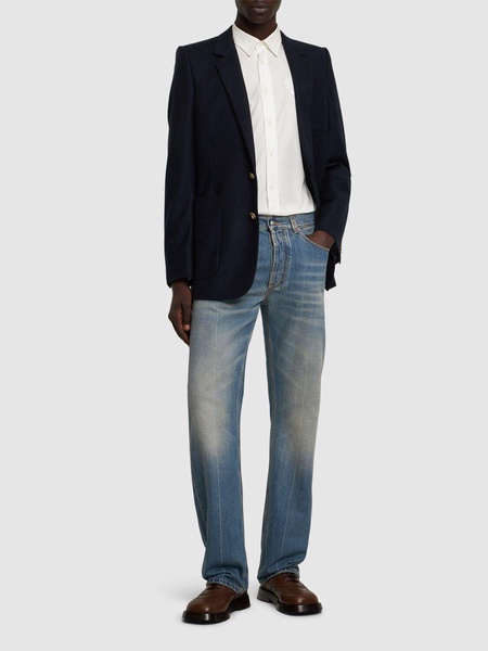 Cotton denim straight jeans