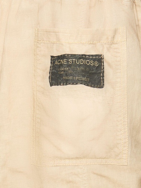 Wide linen & cotton cargo pants