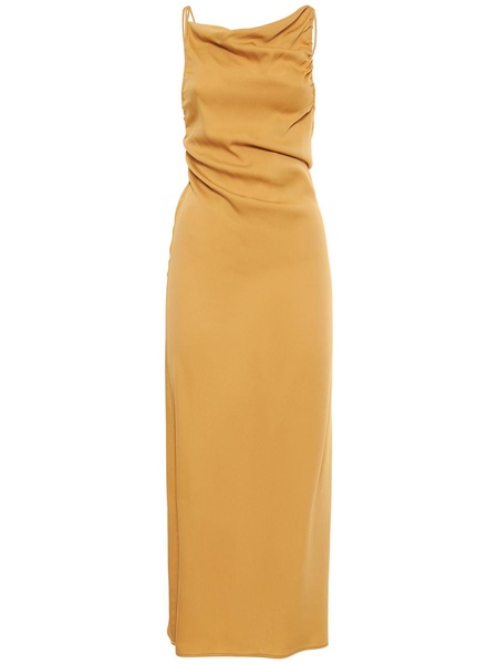 Stretch viscose draped backless dress