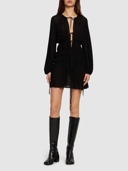 Gathered viscose jersey mini dress