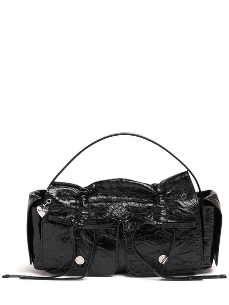 Multipocket crinkled leather bag
