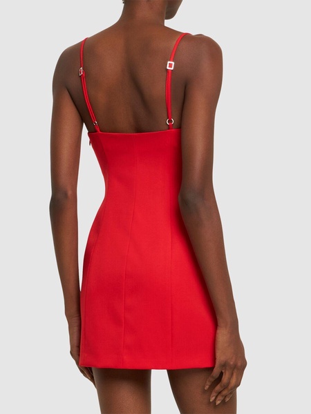 Embellished stretch wool mini dress