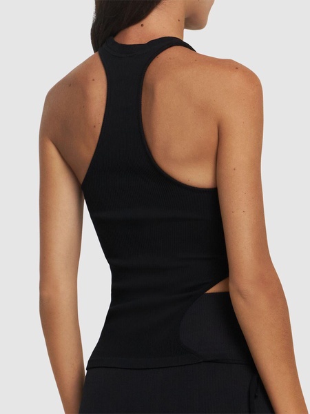 Ribbed jersey cut-out tank top