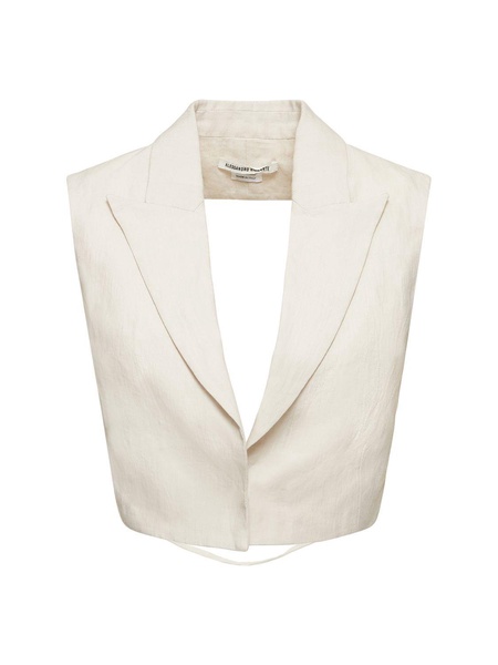 Tailored linen open back crop vest
