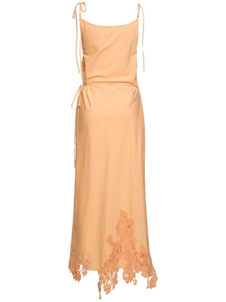 Cotton midi dress w/lace