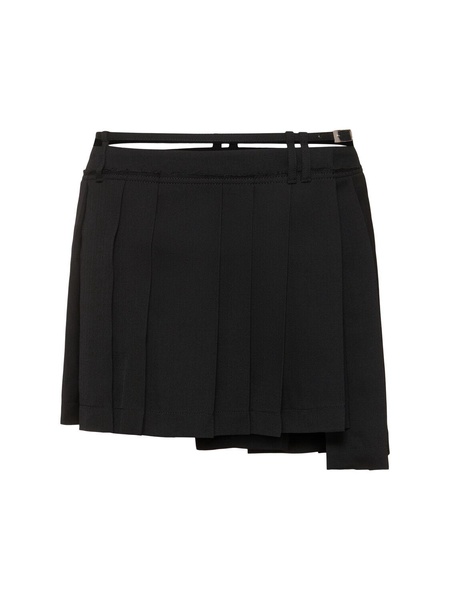 Ipleat wool blend suiting mini skirt