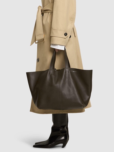 Midi leather tote bag