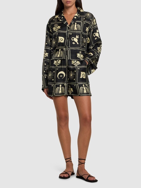Exter printed silk twill shorts