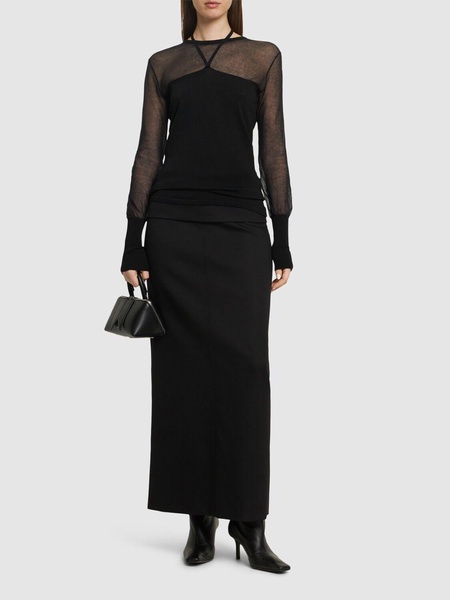 Knit viscose blend top w/sheer details