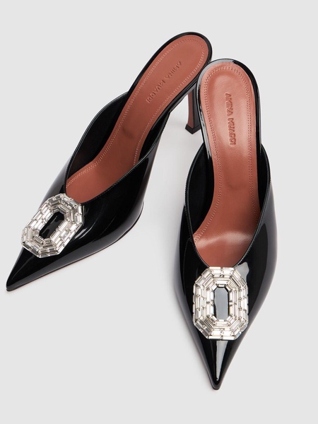 90mm Camelia patent leather mules