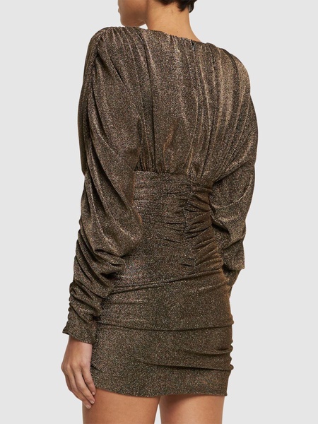 Draped lurex jersey mini dress