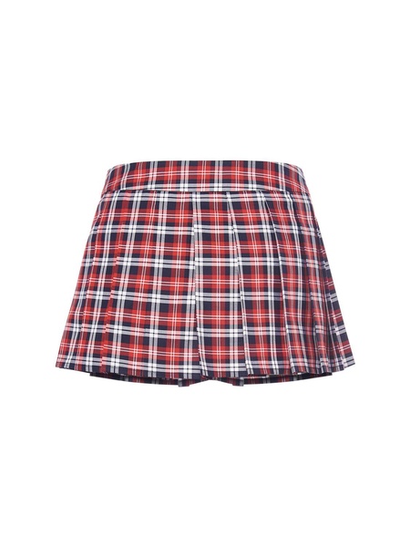 Plaid cotton mini skirt w/ zips