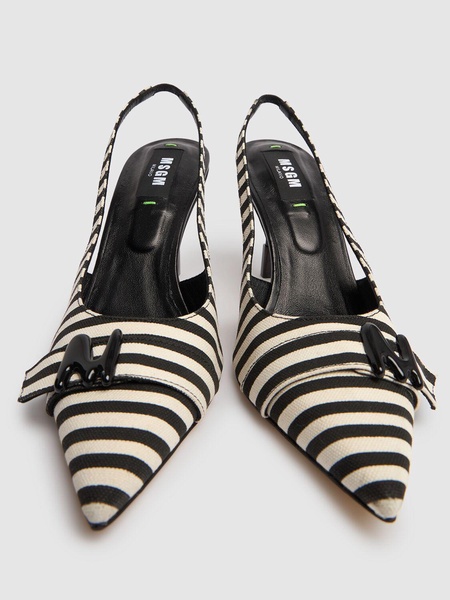 75mm Canvas slingbacks