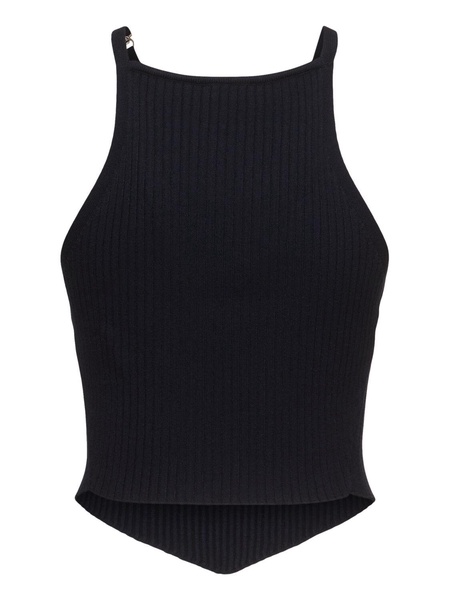 Pointy buckle rib knit tank top