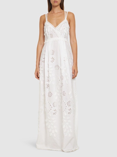 Embroidered eyelet lace long dress